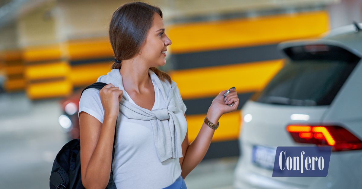 Traveler deciding between shuttle lot and terminal garage—airport parking research case study, Confero.