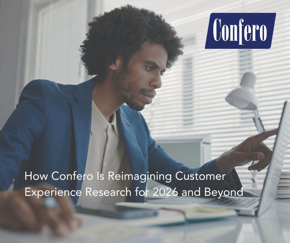 A business leader reviewing customer experience research dashboards, representing updated methods and insights for 2026 and beyond.