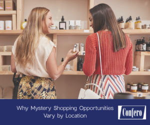 Customer interaction in retail store illustrating mystery shopping observation.
