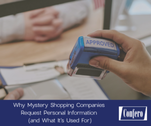 This approval graphic supports the blog explaining why mystery shopping companies must ask for personal information and explains what it’s used for, how it’s verified, and how to recognize legitimate programs.